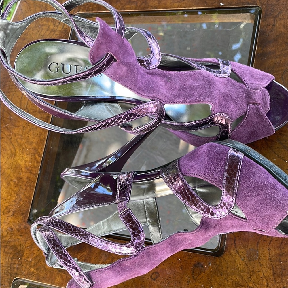 GUESS Women's Purple Strappy Heels